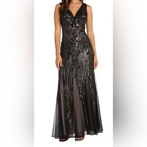 Elegant Black Sequin Evening Gown